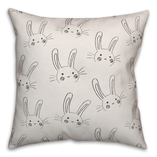 Bunny Sketch Pattern Throw Pillow